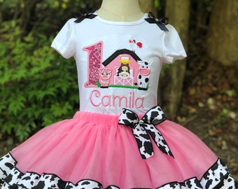 1st 2nd 3rd birthday birthday outfit cow birthday outfit pink tutu