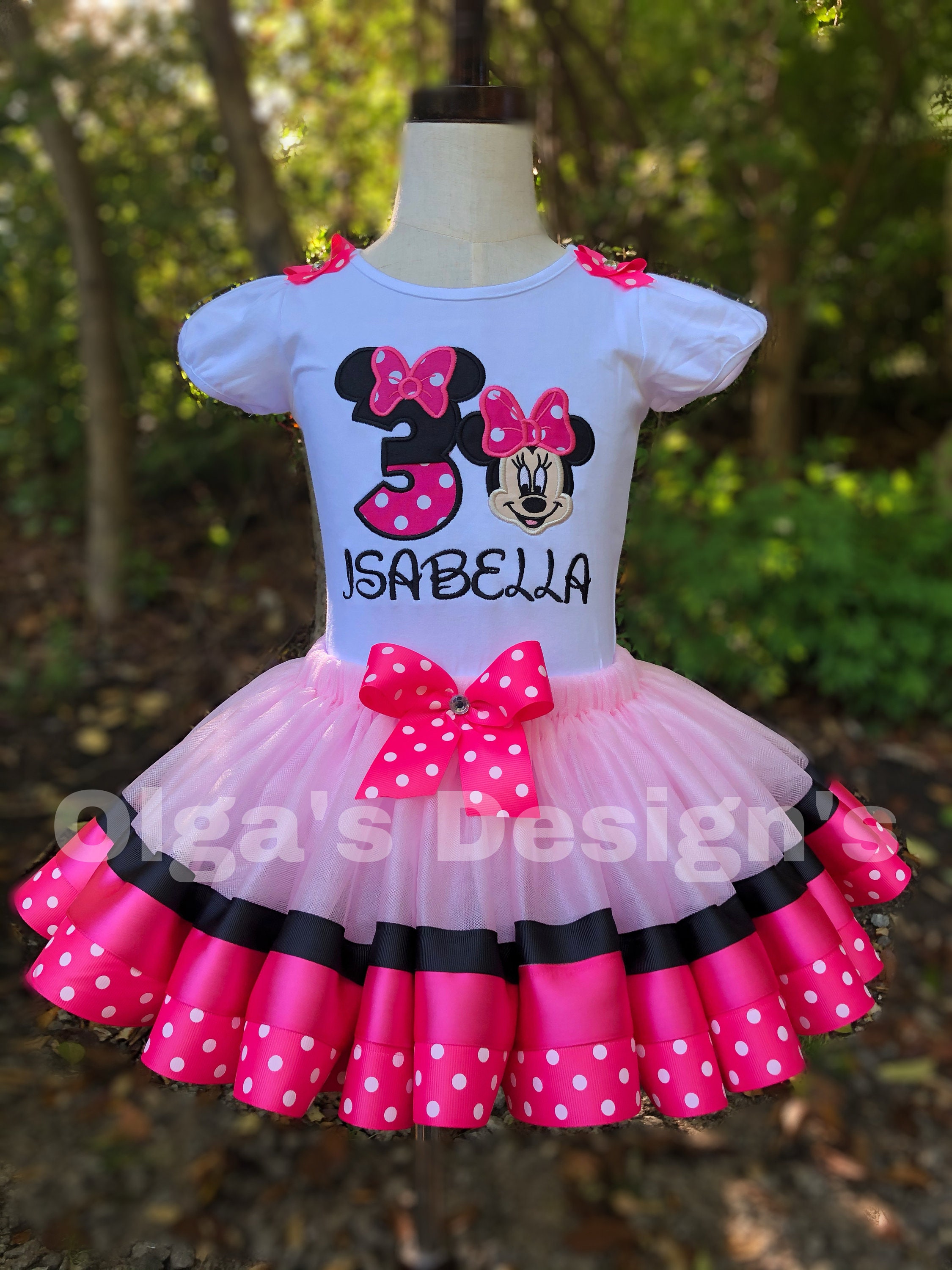 1st 2nd 3rd Minnie Mouse birthday outfit pink tutu Minnie Mouse birthday shirt