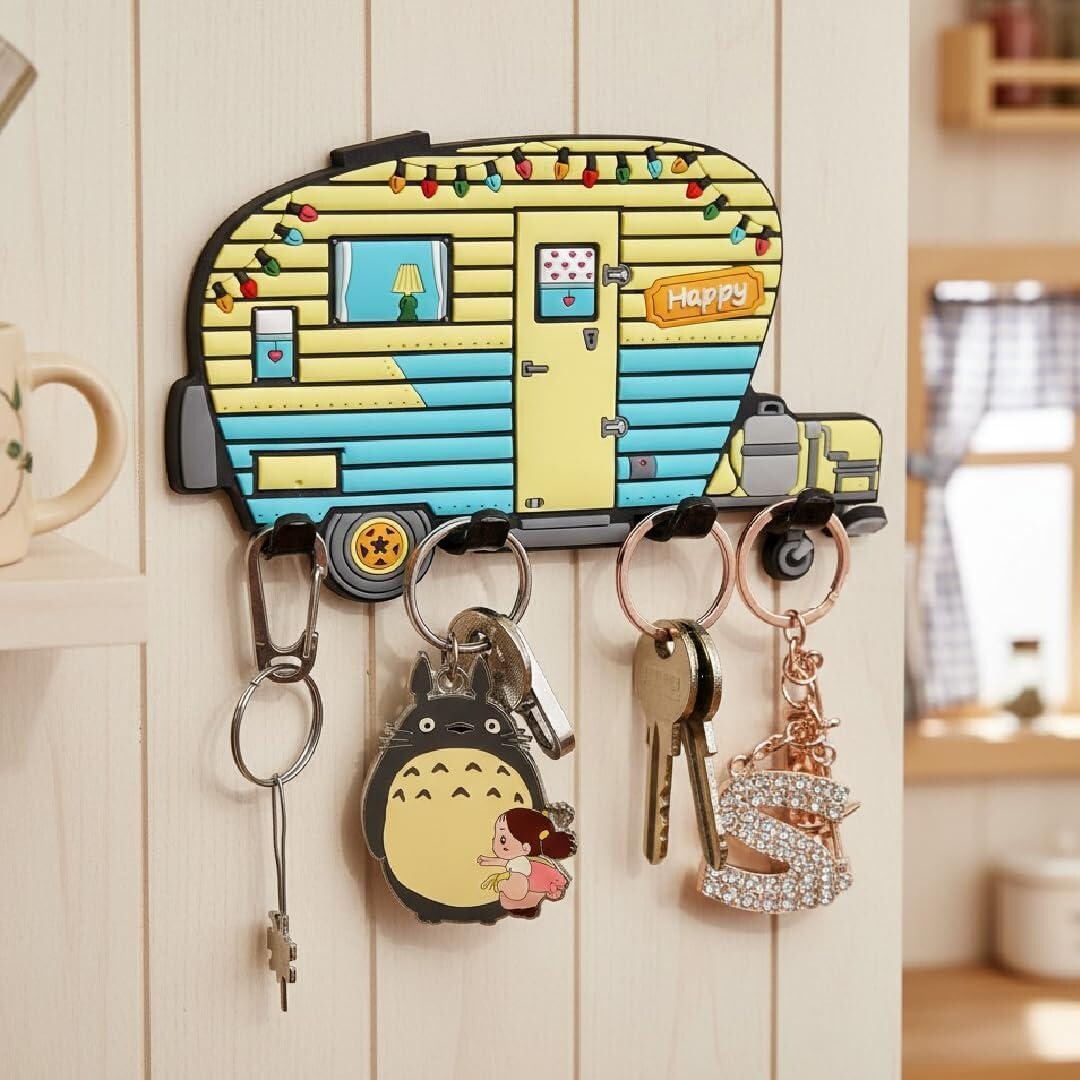 Caravan Key Rack Camper Key Holder for Wall – No Drill No Holes, Adhesive Wall Mount ...