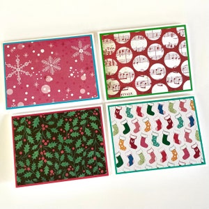 Set of (4) - blank 4-1/4” x 5-1/2” (A2) Christmas/Holiday notecards w/white envelopes