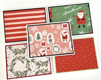 Set of (5) - blank 4-1/4” x 5-1/2” (A2) Christmas/Holiday notecards w/white envelopes