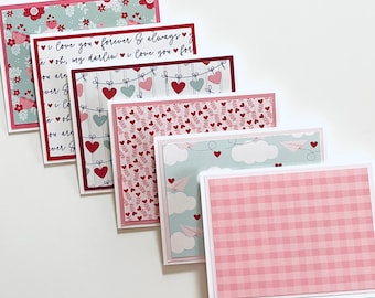 Set of (6) - blank 4-1/4” x 5-1/2” (A2) Valentine’s Day notecards w/white envelopes