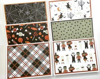 Set of (6) - blank 4-1/4” x 5-1/2” (A2) Halloween notecards w/white envelopes