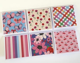 Set of (6) - blank 3”x3” All-Occasion notecards w/white envelopes