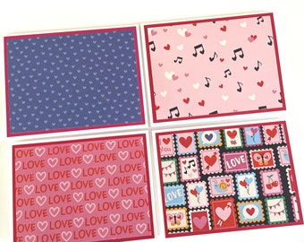Ensemble de (4) cartes de notes de Saint-Valentin vierges de 4-1/4" x 5-1/2" (A2) avec enveloppes blanches