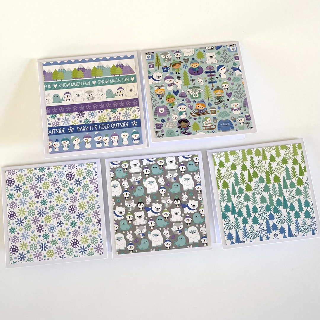 Set of (5) - Blank 3”x3” Winter-themed Notecards W/white Envelopes - Etsy