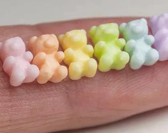 50 Mini Gummy Bears Cabochons Tiny Pastel Resin Flatback Scrapbook Craft Embellishments 7mm Micro Kawaii Candy For Nail Art Decals, Jewelry