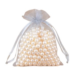 50pc- Sheer 5x7cm Gray Organza Fabric Gift Bags Satin Drawstring Pouches For Jewelry & Trinkets Party Favor Bags For Gifting