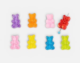 20 Gummy Bear Candy Beads 17mm Assorted Color 3D Chunky Transparent Acrylic Novelty Kawaii Animal Gummies Jewelry Making & DIY Craft Candies