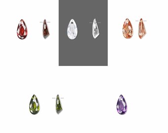 Tear Drop Cubic Zirconia Charms Hand Faceted Pointed Back CZ Drop 12x6mm Multifaceted Top Drilled Beads For Jewelry Making & Craft Designs