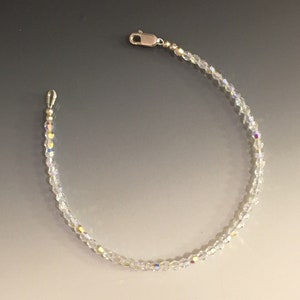 3mm Sparkly Clear AB Genuine Swarovski Crystal Bracelet / Anklet With Sterling Silver 925 Lobster Clasp & Crimp Beads- Made To Order