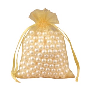 50pc- 5x7cm Small Sheer Gold Organza Fabric Gift Bags Satin Drawstring Pouches For Weddings, Party Favors, Candy, Potpourri, Jewelry, Crafts