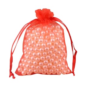 50pc- Sheer 5x7cm Red Organza Fabric Gift Bags Small Satin Drawstring Pouches For Weddings, Baby Shower, Party Favors, Jewelry & Crafts