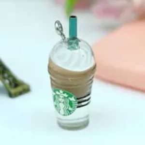 10pc- 1-1/4" 3D Starbucks Whipped Cream Mocha Frappuccino Coffee Cup Charms Novelty Brown- Colored Resin Bottle Cups For Jewelry & Crafts