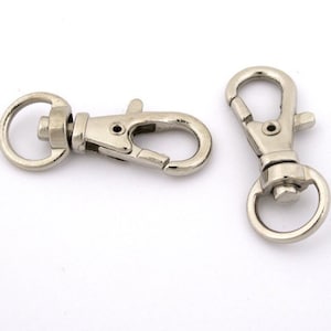 20pc- 1-1/4&quot; Steel 360 Swivel Eye Carabiner Clips Strong Self- Closing Silver Metal Trigger Snap Clasps Quick Release Clip Carabiners Clasps