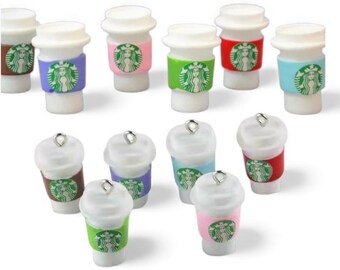 12- Mini Coffee Cup Charms Dollhouse Drink Cabochons Kawaii Tumbler Bottles Tiny Resin Cafe Beverages Decoden Supplies Jewelry Making Crafts