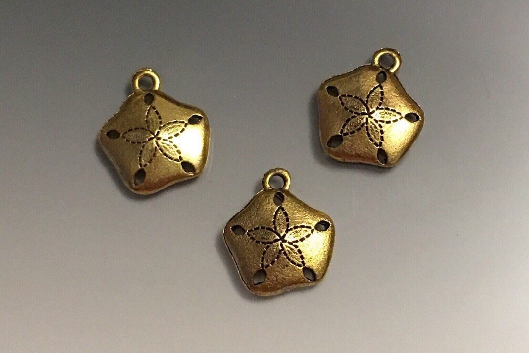 13pc 17x15mm Quest Beads & Casting Antique Gold Plated Pewter Sand