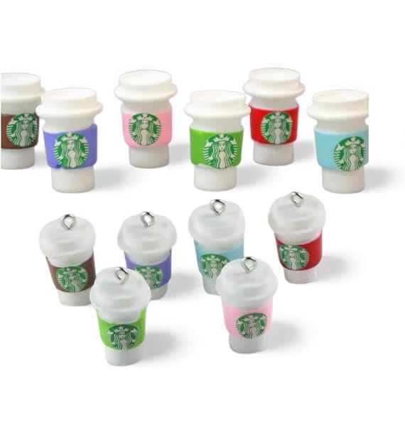 12- Mini Coffee Cup Charms Dollhouse Drink Cabochons Kawaii Tumbler Bottles Tiny Resin Cafe Beverages Decoden Supplies Jewelry Making Crafts