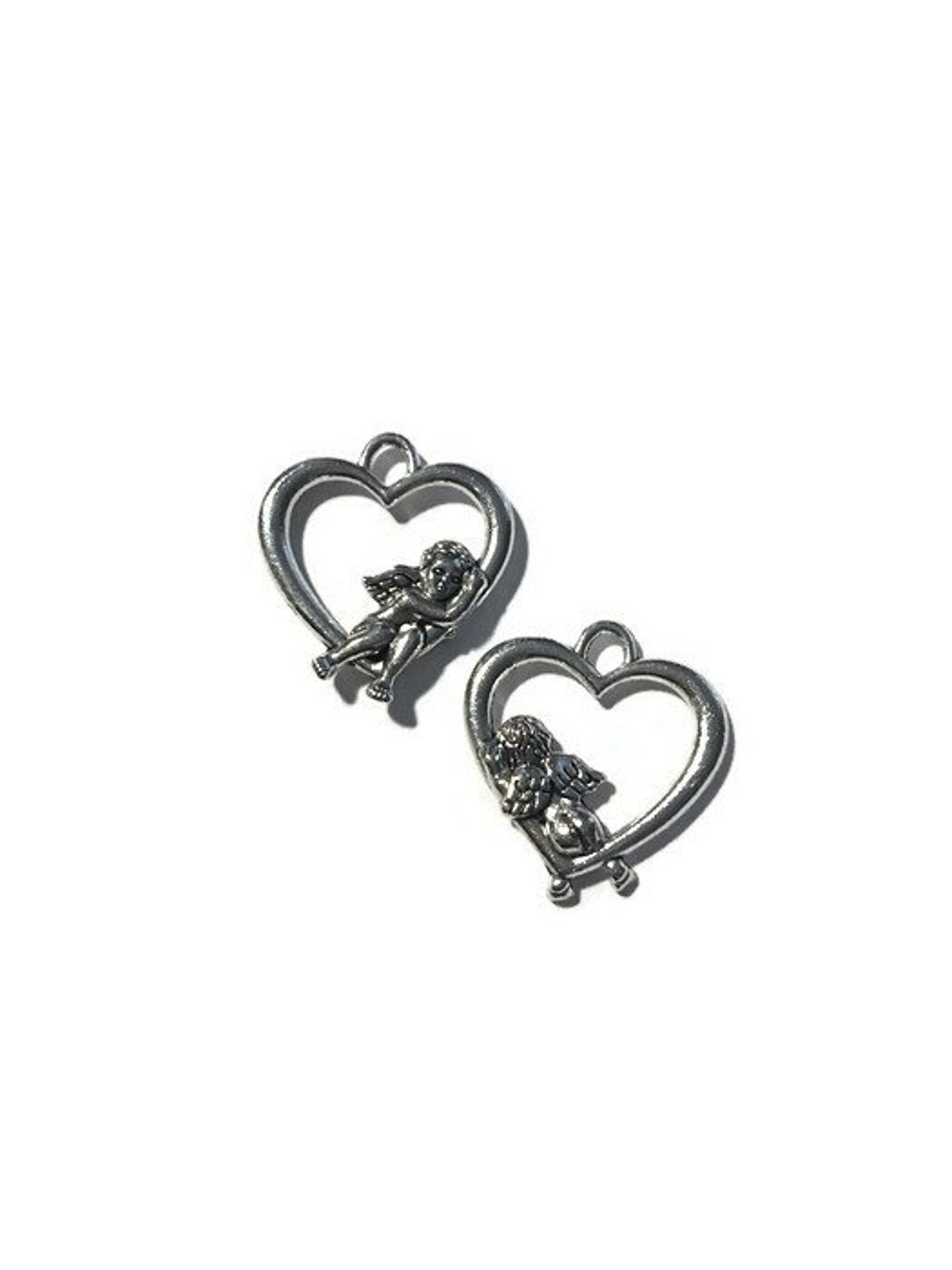 Lot De 20 Médaillons Porte-photo En Forme De Cœur Noir - Breloques Avec Anneau Accroche A110 - Parfait Pour DIY Et Cadeaux