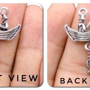 Fisherman Charm, Fishing Boat With Fish Dangle, Fisherman Fisherman Charm, Fishing Boat With Fish Dangle, Fisherman