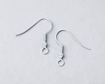Silver Fishhook Ear Wires Brass Coil & Ball Earring Hooks Open Loop French Earring Findings Bulk Quality DIY Jewelry Making Supplies 19x19mm