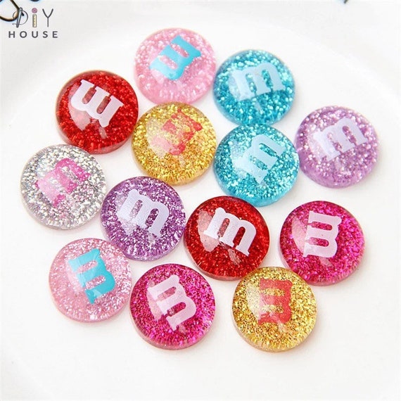 20pc Colorful Kawaii M&M Chocolate M Beans Resin Flatback 