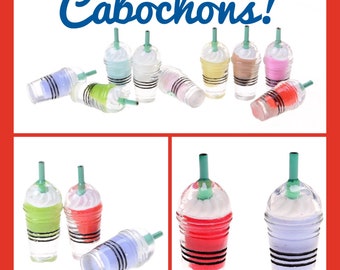 10pc 3D Whipped Cream Frappuccino Coffee Cup Cabochons Novelty Multi- Colored Resin Frappe Drinks For Craft Embellishments & Scrapbooking