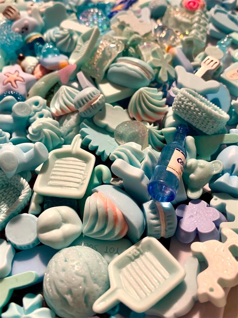 Blue Kawaii Resin Cabochons Mixed Set Food Candy Dessert Novelty Embellishments Flatback Decoden Crafts Scrapbooking DIY Phone Case Supplies image 4