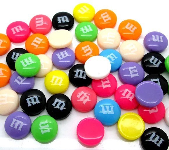 20pc Colorful Kawaii M&M Chocolate M Beans Resin Flatback 