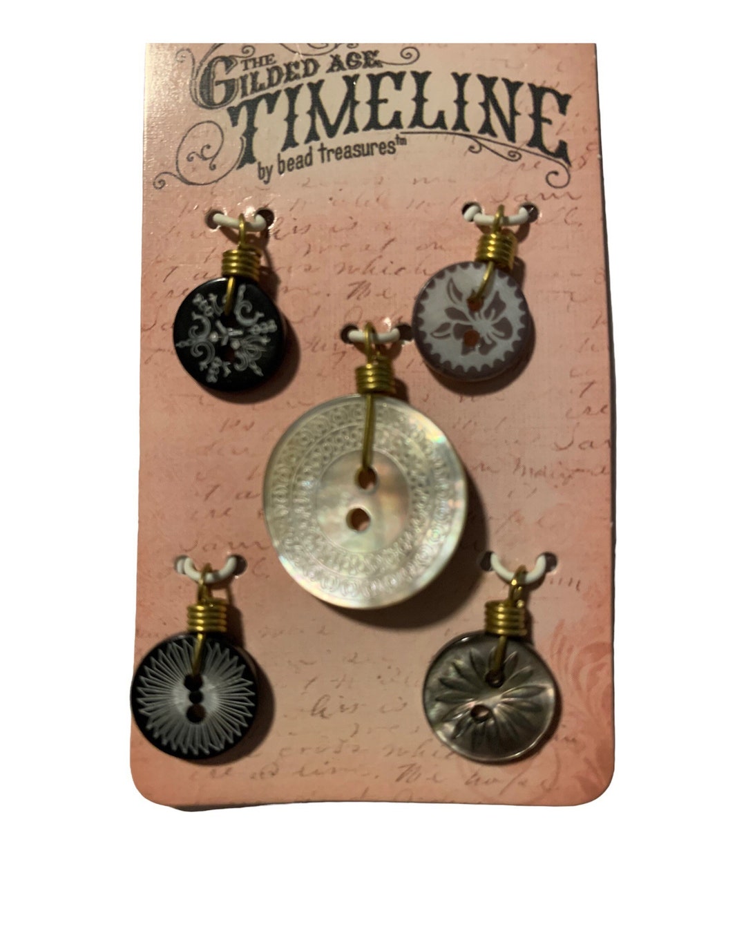 Bead Treasures the Gilded Age TIMELINE Button Charms With Designs for