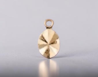 10 Gold Plated Oval Sunburst Charms 8mm Flat Dainty Diamond- Cut Oval Drops Tiny Etched Brass Pendants Gold Metal Jewelry Making Supplies
