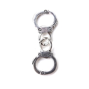 10pc- 30x12mm Antique Silver Pewter Handcuff Charms Double Sided Metal Drop Handcuffs For Prisoner & Police Officer Themed Jewelry Crafts