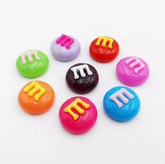 20pc Colorful Kawaii M&M Chocolate M Beans Resin Flatback 