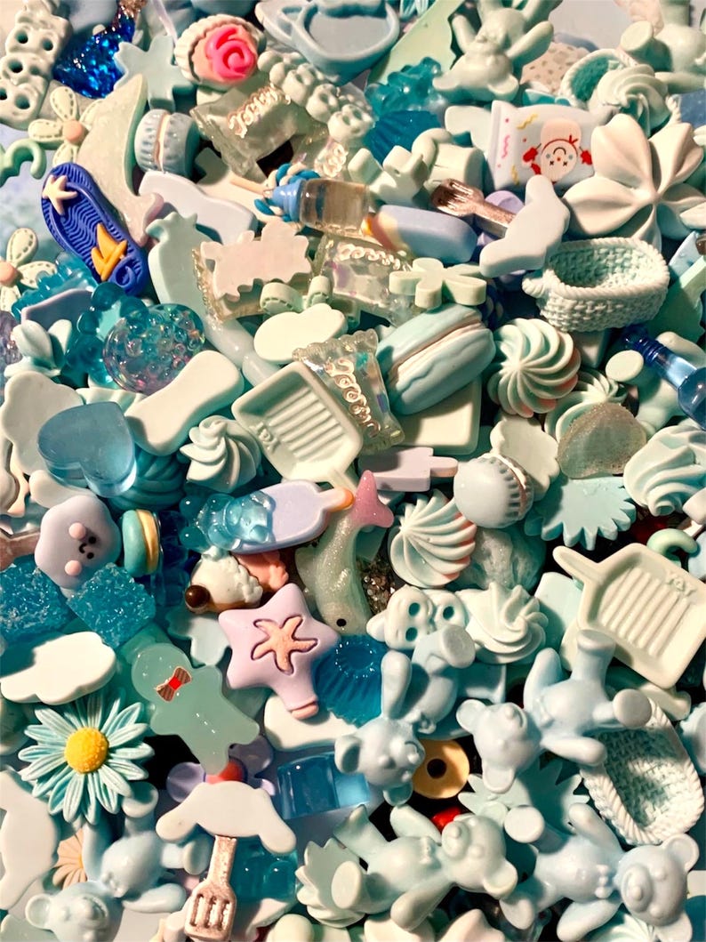 Blue Kawaii Resin Cabochons Mixed Set Food Candy Dessert Novelty Embellishments Flatback Decoden Crafts Scrapbooking DIY Phone Case Supplies image 3