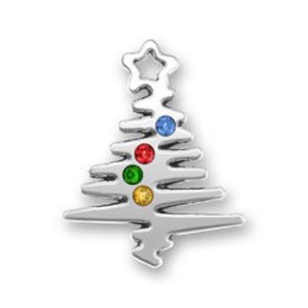 18x14mm Tiny Sterling Silver 925 Christmas Tree Drop Charms w/ Colorful Swarovski Crystals Flat Zig-Zag Scribble Holiday Trees For Jewelry