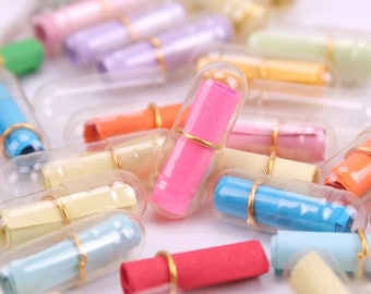25/100pc- 20mm Miniature Blank Paper Messages Inside Clear Pill Capsules Rolled Letters In Capsule Pills For Wishing Bottles, Jewelry Crafts
