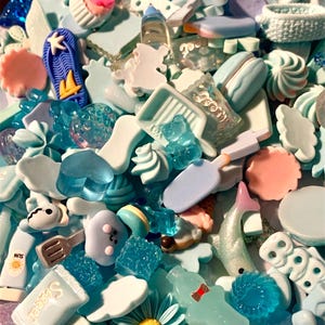 Blue Kawaii Resin Cabochons Mixed Set Food Candy Dessert Novelty Embellishments Flatback Decoden Crafts Scrapbooking DIY Phone Case Supplies image 1