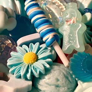 Blue Kawaii Resin Cabochons Mixed Set Food Candy Dessert Novelty Embellishments Flatback Decoden Crafts Scrapbooking DIY Phone Case Supplies image 2