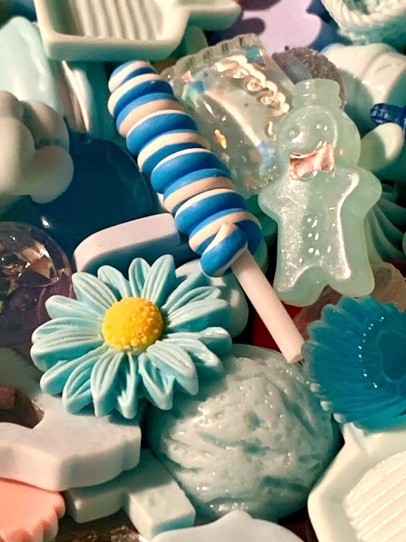 Blue Kawaii Resin Cabochons Mixed Set Food Candy Dessert Novelty Embellishments Flatback Decoden Crafts Scrapbooking DIY Phone Case Supplies image 2