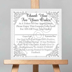 PRINTED Thank You Business Cards Online E-Commerce Seller Minimalist Customer Service Package Inserts Marketing Promo Code Discount Mailers