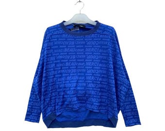 Issey Miyake Mercibeaucoup Vintage Baggy Kurze Pullover - Allover Text Logo Pullover