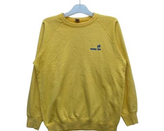 VTG Hang Ten Crewneck Sweatshirt | 90s Surf Brand Pullover | Minimal Logo Retro Streetwear