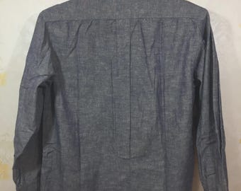 Vintage Issey Miyake The Shirt - Blue Chambray Work Shirt - 80s 90s Japanese Designer Button Down - Archival Denim Sport Shirt