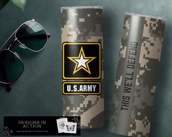 Arquivo digital de sublimação militar do exército Baixe imagem digital de copo magro de 20 onças