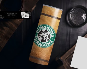 Dungeons and Dragons D&D Starbucks Coffee Drips Tumbler 20oz sublimação imagem digital