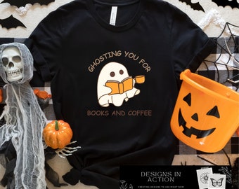 Boo Ghost Book e Coffee PNG arquivo digital outono e design de Halloween