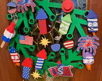 Giant Lego Inspired 4th of July Wreath