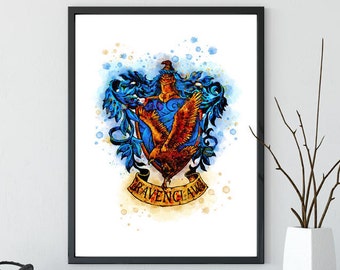 Hogwarts Crest Art Print Watercolor Harry Potter Art | Etsy