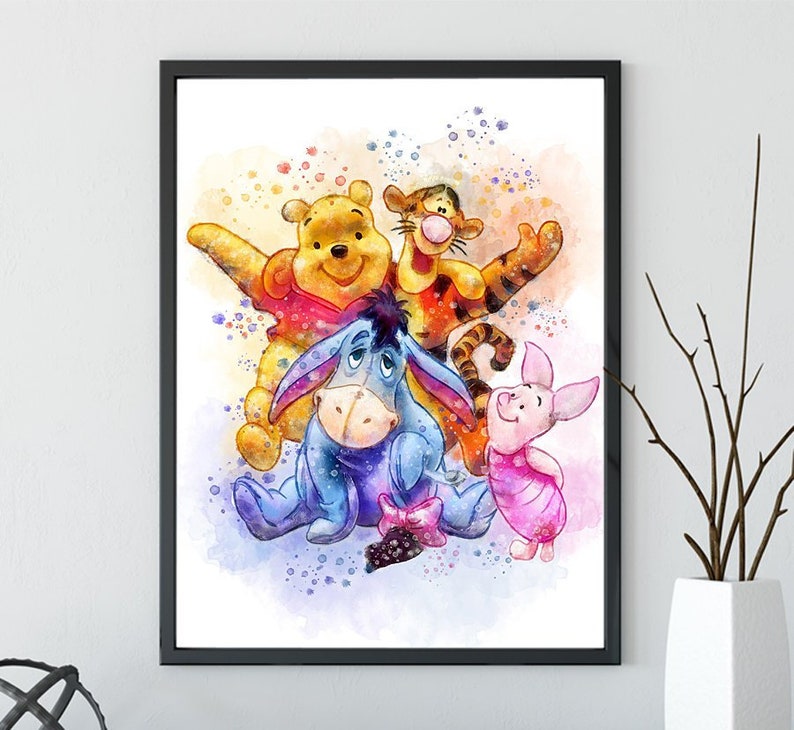 Plaques Panneaux Enseignes Winnie L Ourson Petite Fille Imprime Seulement Cadeau Photo Nursery Chambre Wall Art Maison