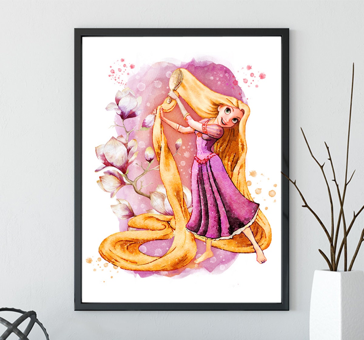 Rapunzel Print Tangled Disney Watercolor Rapunzel Art Print | Etsy